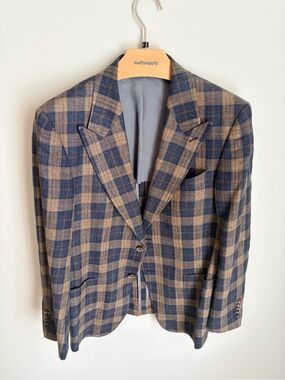 Suitsupply Navy and Brown Plaid Sport Coat